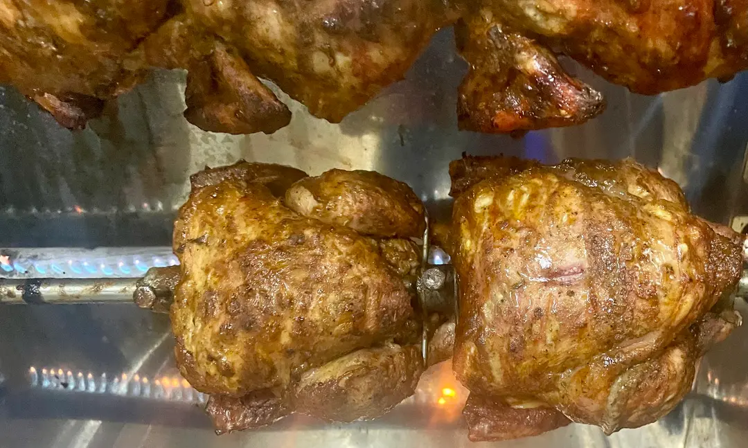 Rotisserie Chickens Grilling