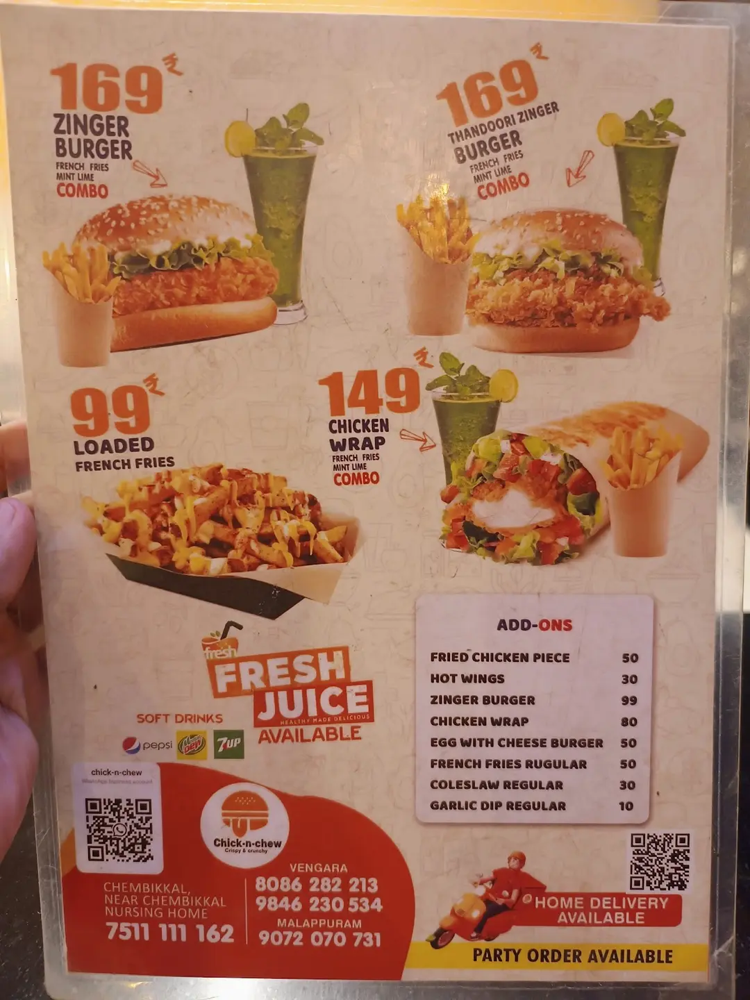 Burger and Wrap Menu
