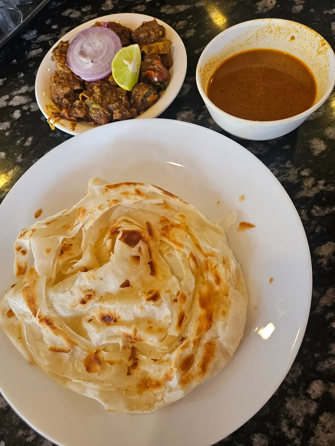 Flaky Paratha and Curry