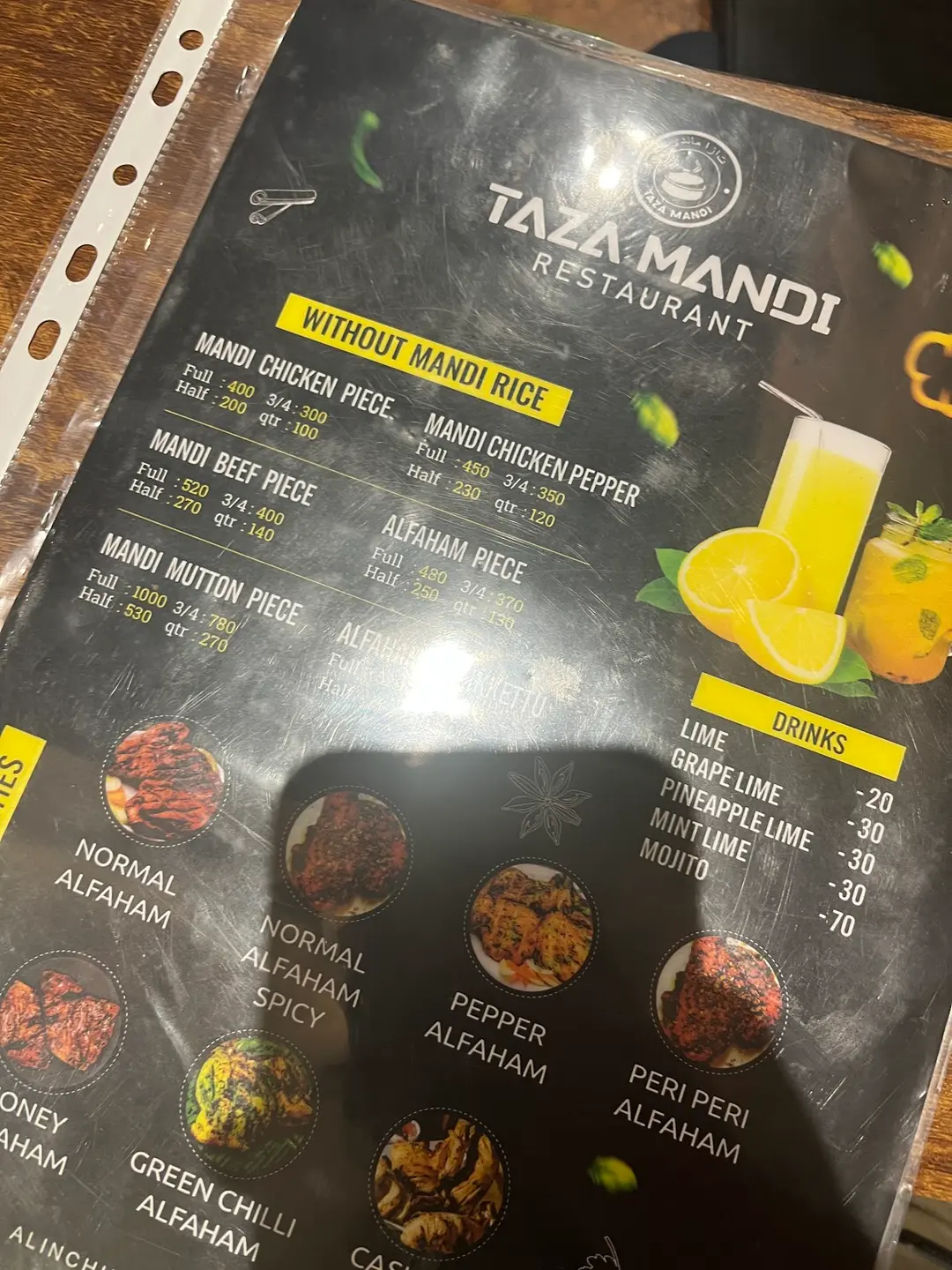 Detailed Menu Card